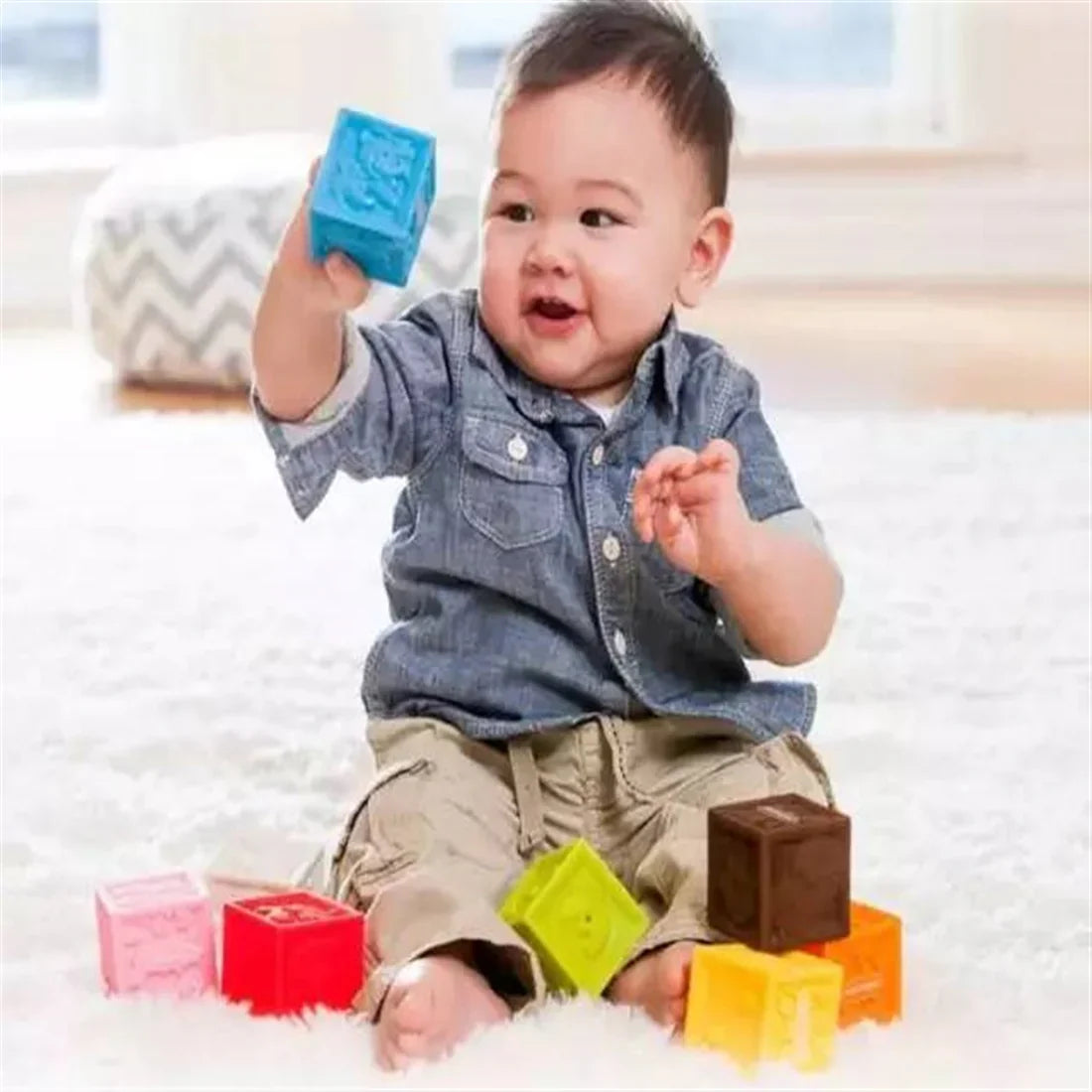 Hape - Squeeze Me Blocks Soft Silicone Stacking Toy