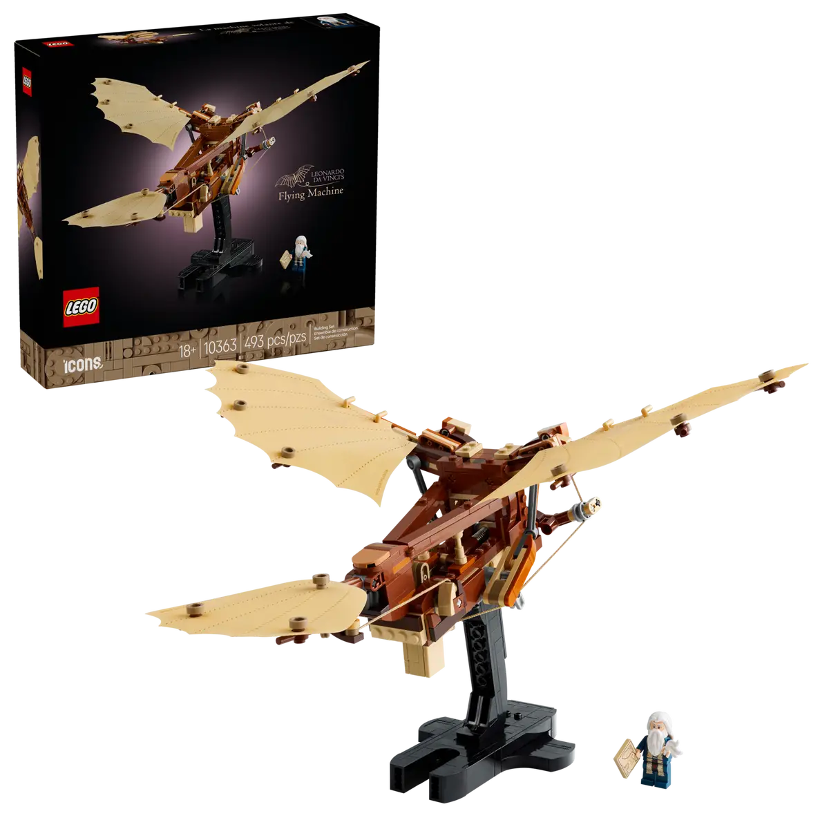 LEGO Icons Leonardo da Vinci’s Flying Machine Desk Decor Set for Adults 10363 Building Blocks for 18+ Gift