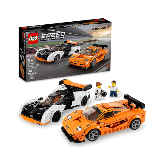Lego Speed Champions McLaren Solus GT & McLaren F1 LM 76918, 2 Iconic Race Car Toys, Hypercar Model Building Kit, Collectible 2023 Set