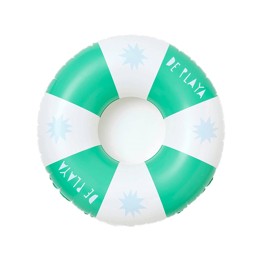 SUNNYLiFE White and Green Color Inflatable Pool Ring De Playa Esmeralda