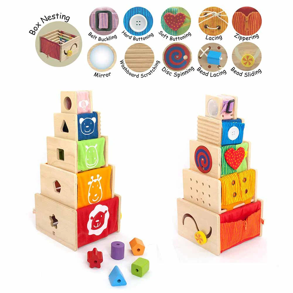 wooden 5 Activity Stackers