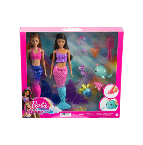 Barbie Mermaid Set With 2 Dolls (12-In/30.40-Cm), 4 Sea Pet Toys & Accessories