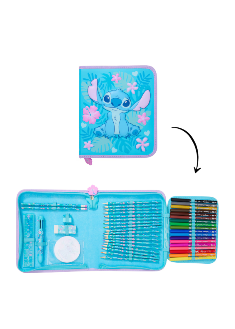 Smiggle All-in-One Kids Stationery Set – School Pencil, Colouring and Writing Kit - STITCH