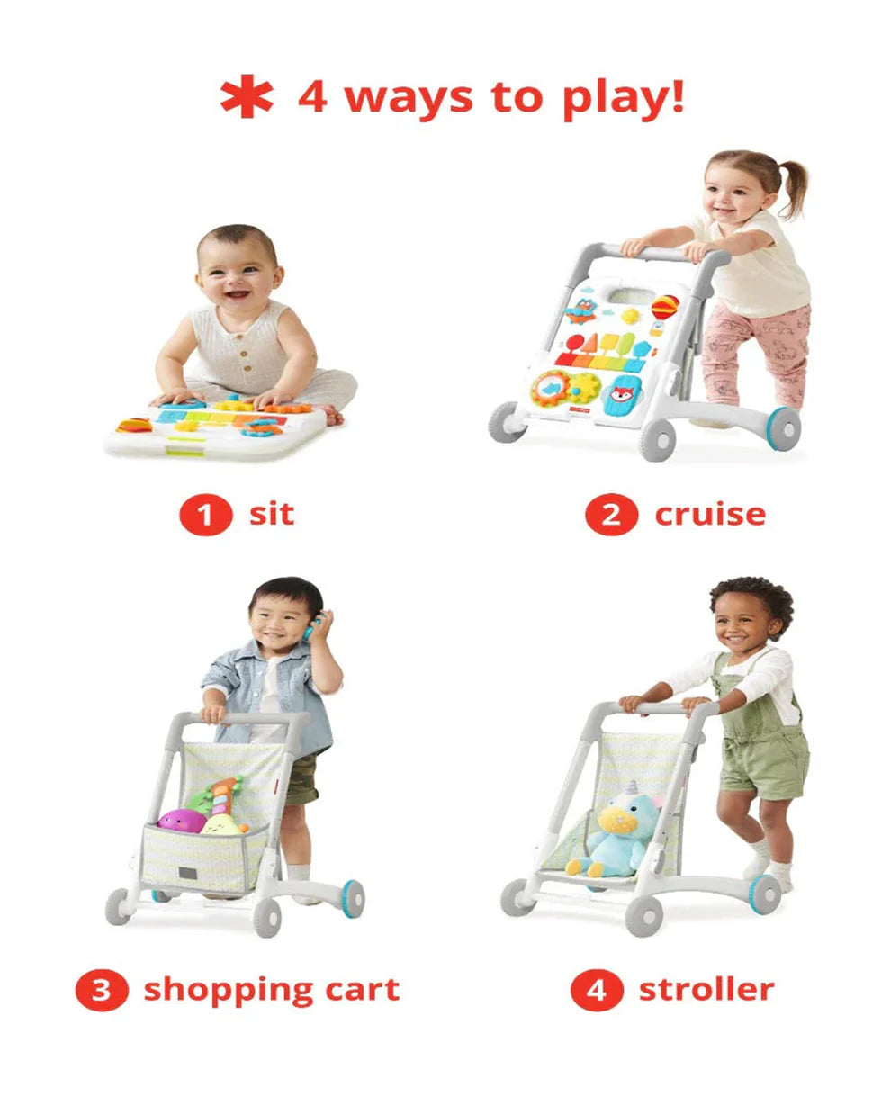 Skip Hop Musical Activity Walker-4 in 1 Convertible-Anti-Skid-40+ Play Features