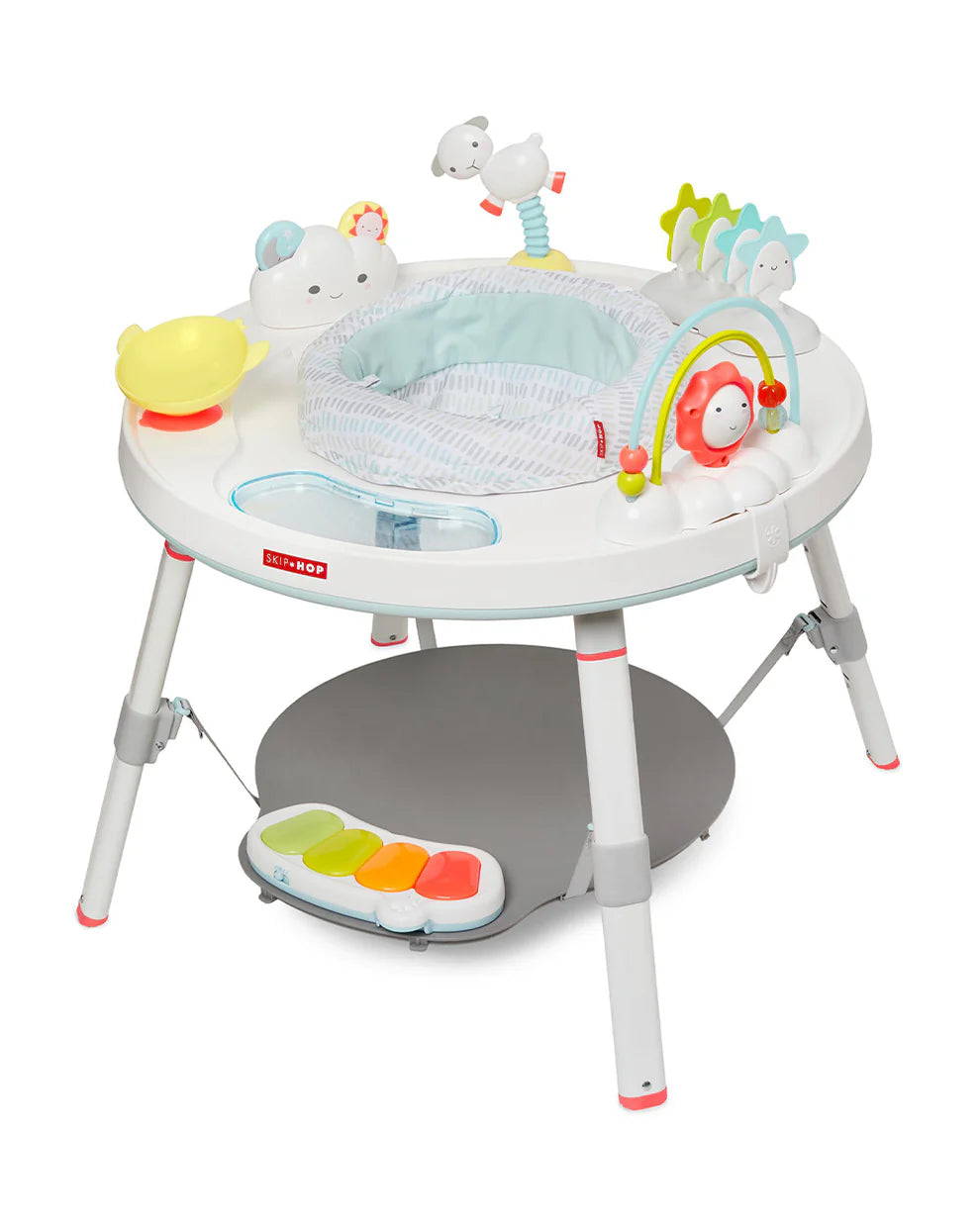 Skip Hop Silver Lining Cloud 3 Stage Activity Center-Musical Light-Up Piano With 3 Modes-360 Degree Rotating Seat-Learning & Educational Toy