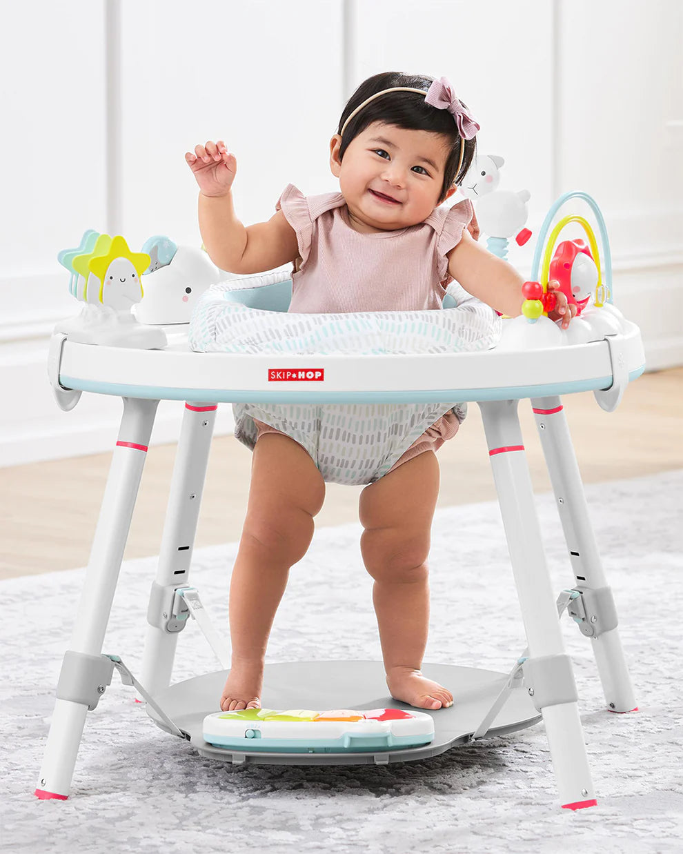 Skip Hop Silver Lining Cloud 3 Stage Activity Center-Musical Light-Up Piano With 3 Modes-360 Degree Rotating Seat-Learning & Educational Toy