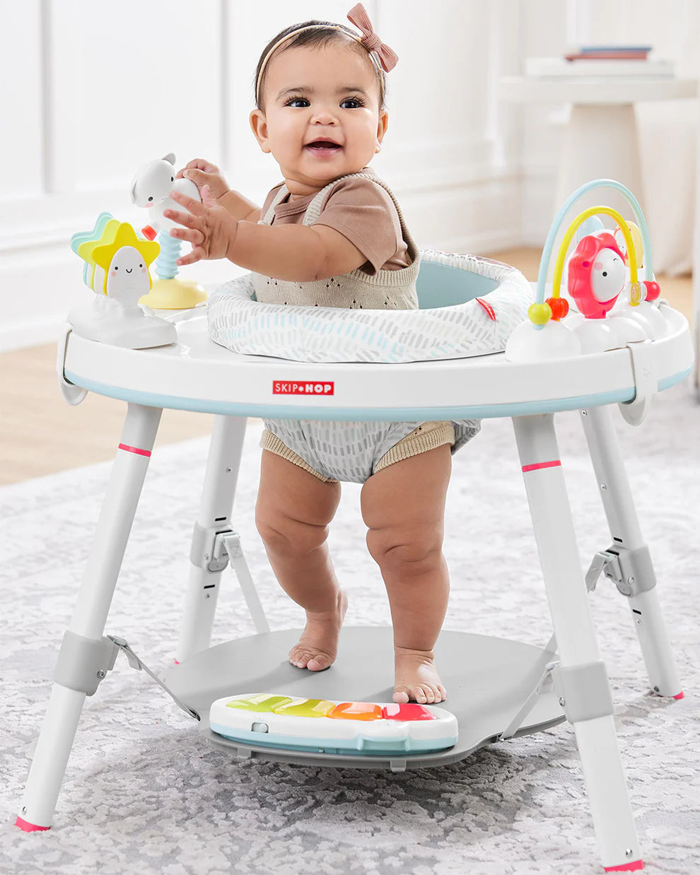 Skip Hop Silver Lining Cloud 3 Stage Activity Center-Musical Light-Up Piano With 3 Modes-360 Degree Rotating Seat-Learning & Educational Toy