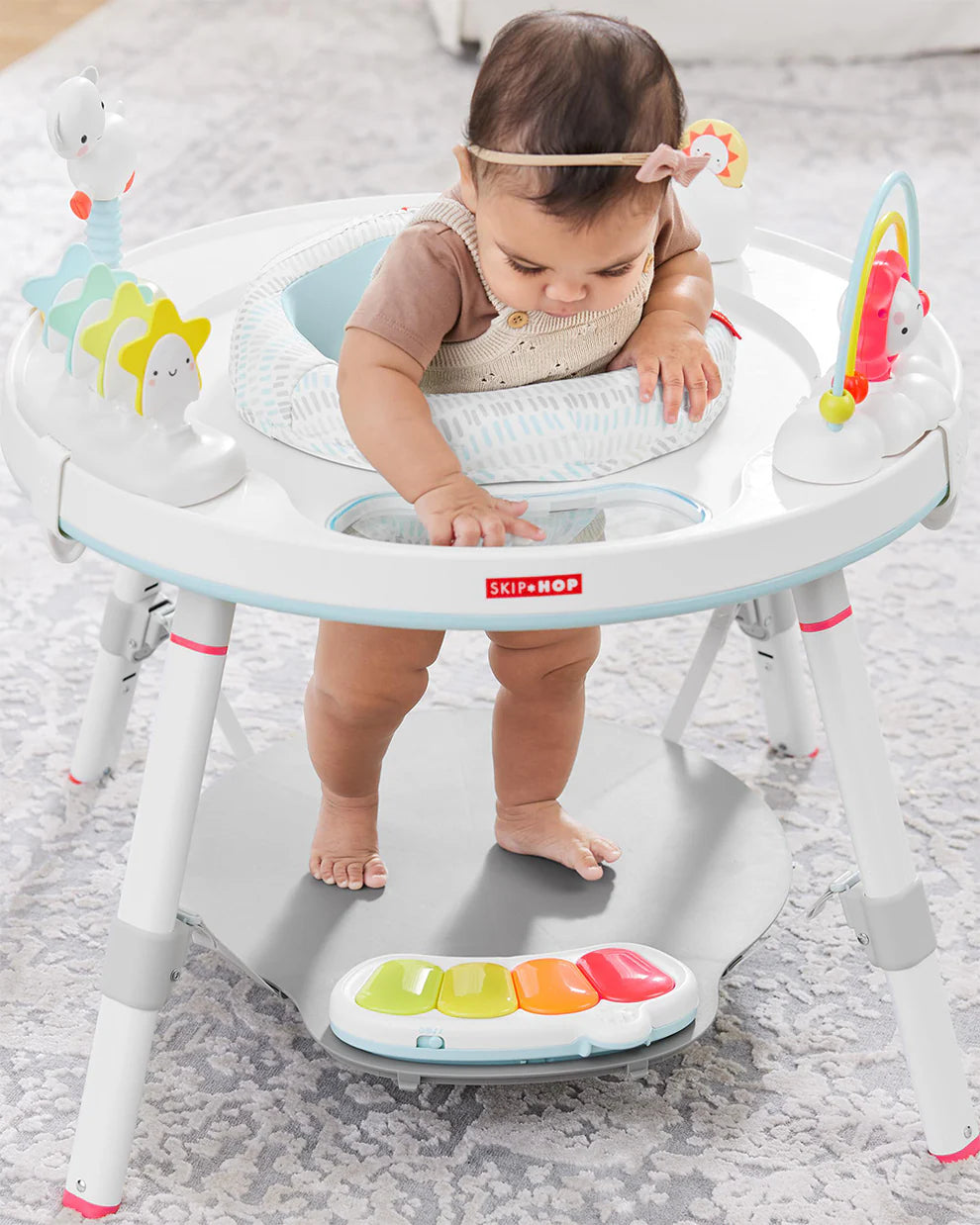 Skip Hop Silver Lining Cloud 3 Stage Activity Center-Musical Light-Up Piano With 3 Modes-360 Degree Rotating Seat-Learning & Educational Toy
