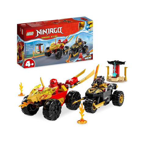 LEGO NINJAGO Kai and Ras’s Car and Bike Battle 71789 Building Toy Set (103 Pieces)