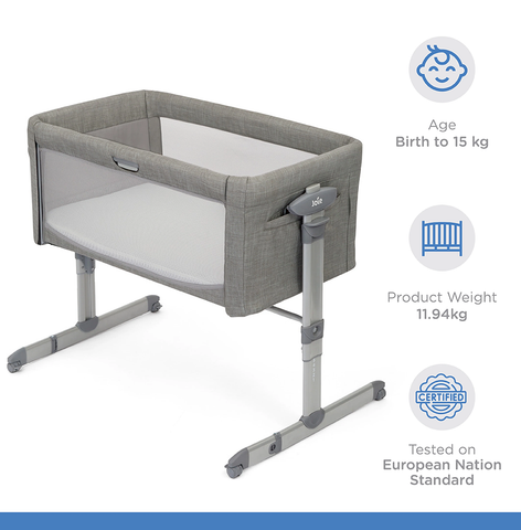 Joie Roomie Glide Foggy Grey Color Bassinet(Birth to 9 Kgs)