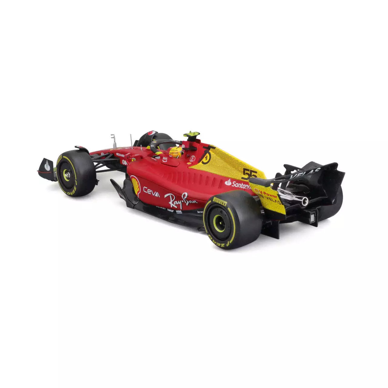 Bburago 1/24 Scale 2022 Ferrari F1-75 #55 Carlos Sainz Formula 1 Car Model for 14+ (with Plex Case)