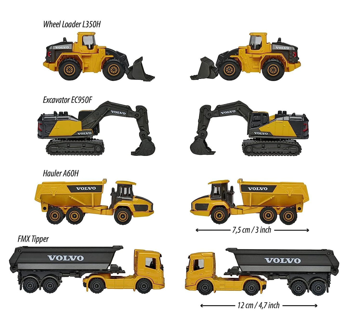Majorette Volvo Construction Vehicles , 5 car set