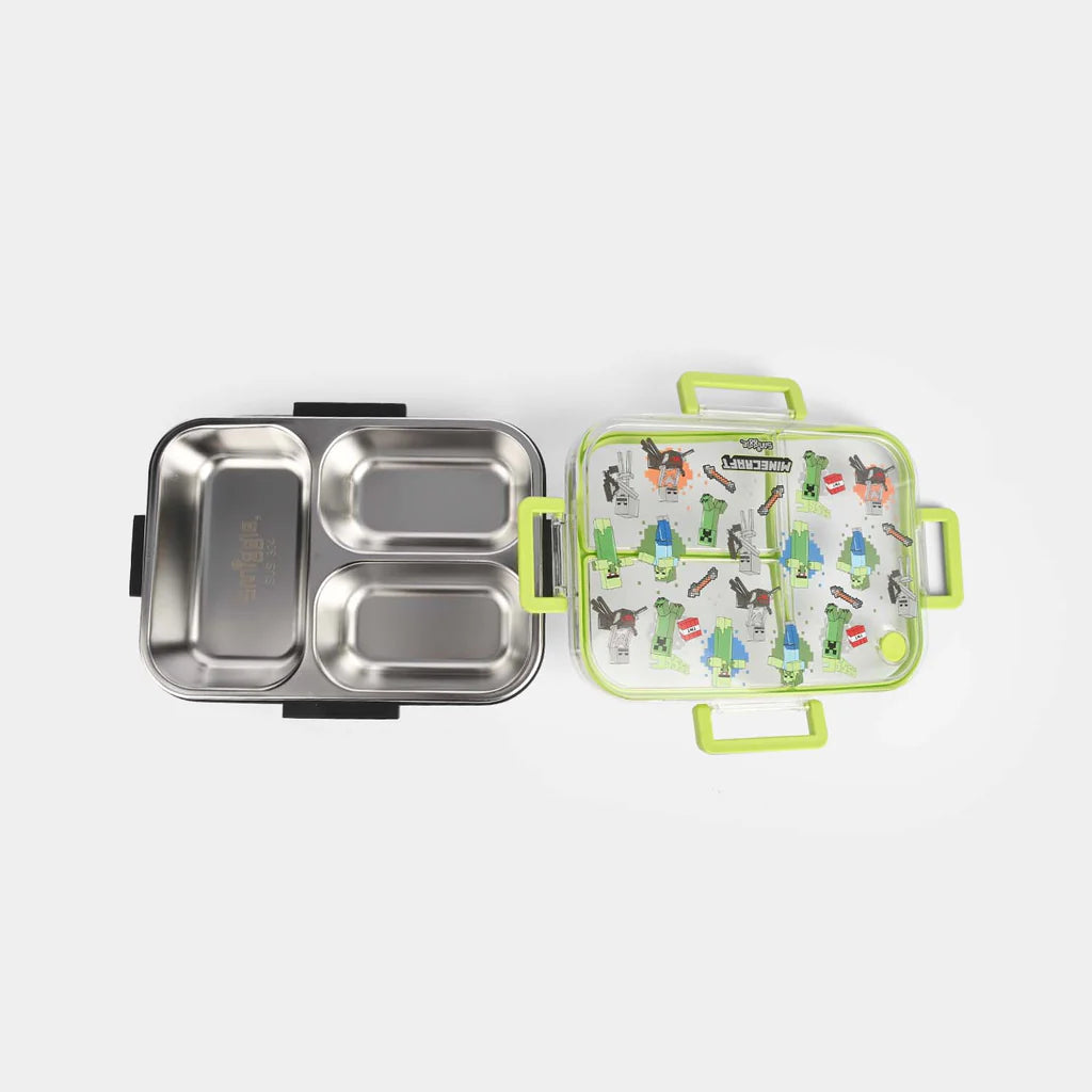 Smiggle Stainless Steel 3 Compartment Lunch Box for Kids - Minecraft
