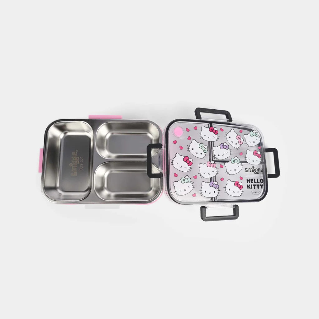 Smiggle Stainless Steel 3 Compartment Lunch Box for Kids - Hello Kitty