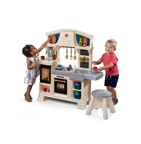 Step2 Classic Chic Play Kitchen | Toddler Kitchen Playset With Accessories & Stool