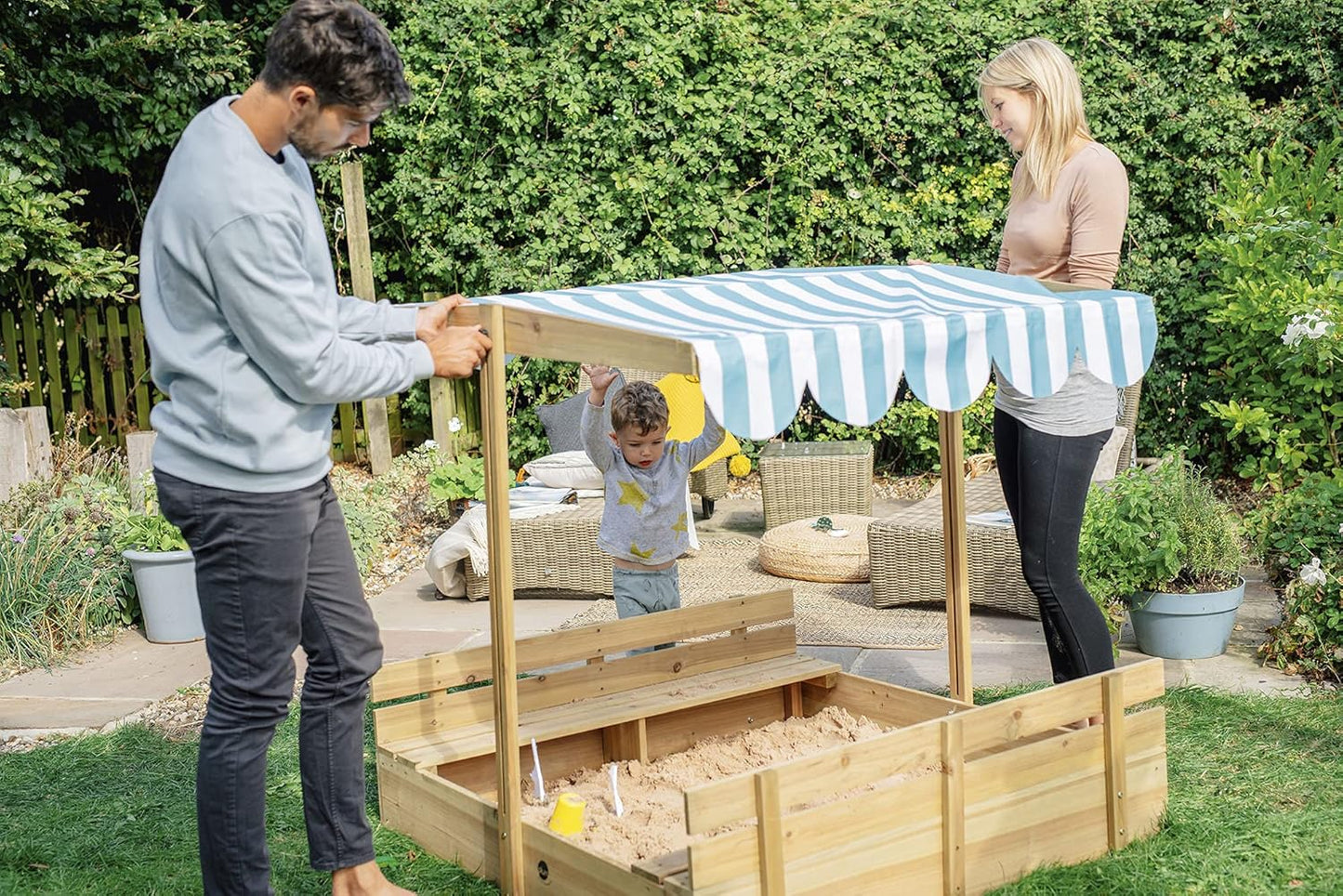 PLUM WOODEN SANDPIT WITH CANOPY - NATURA