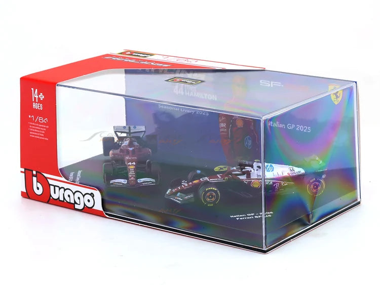 Bburago 2025 Ferrari SF-25 Lewis Hamilton No.44 Twin Pack 1:64 F1 Diecast Model Set