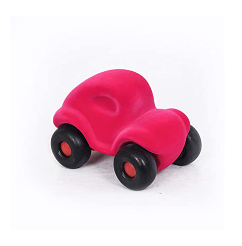 RUBBABU Pink Car Made by Natural Rubber Safe & Soft Toy for Kids, Baby,Girl, Boy & Toddlers (H-14CM)