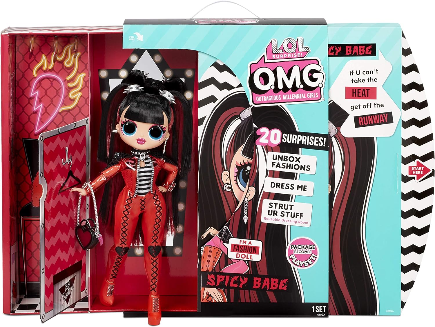 Surprise! OMG Spicy Babe Fashion Dress Up Doll Set with 20 Surprises