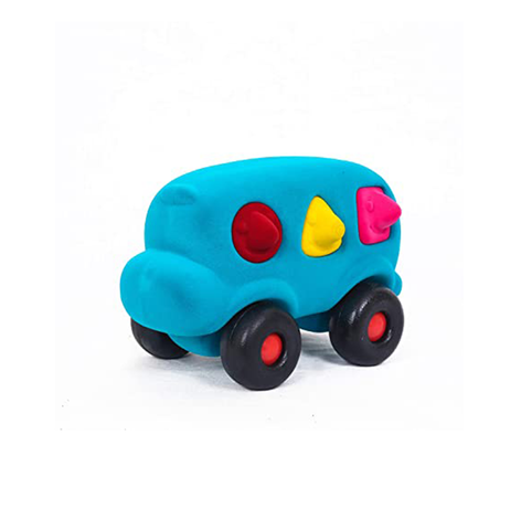 RUBBABU Shape Sorter Bus Blue Made by Natural Rubber Safe & Soft Toy for Kids, Baby,Girl, Boy & Toddlers (H-14CM)