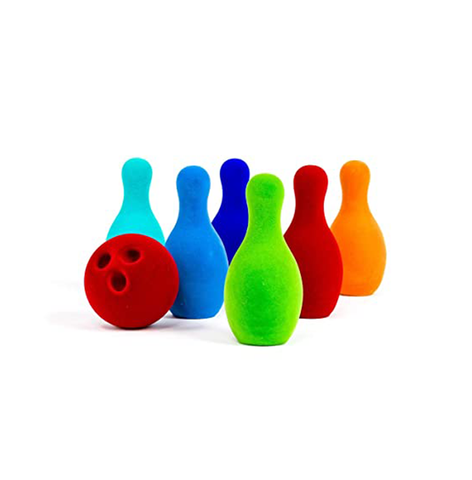 RUBBABU Bowling Set Made by Natural Rubber Safe & Soft Toy for Kids, Baby,Girl, Boy & Toddlers- Multicolor