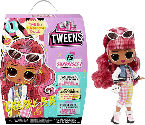 LOL Surprise Tweens Cherry BB Fashion Doll with 15 Surprises, Pink Hair, Including Stylish Outfit and Accessories with Reusable Bedroom Playset