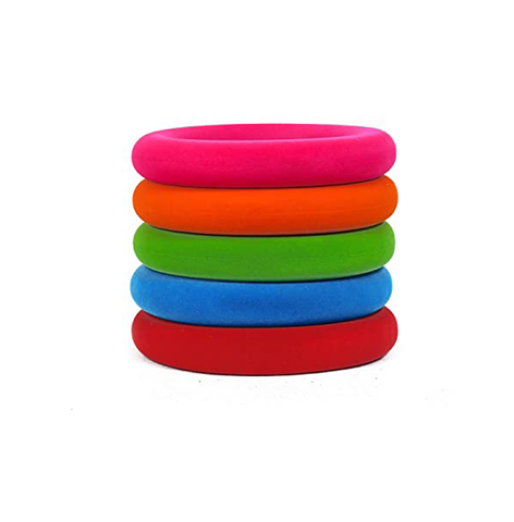 RUBBABU Ring Toss Set Made by Natural Rubber Safe & Soft Toy for Kids, Baby,Girl, Boy & Toddlers-Multicolor
