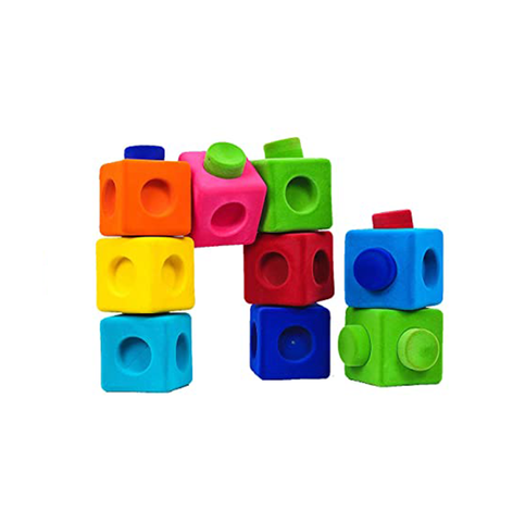 Rubbabu Building Blocks Made by Natural Rubber Safe & Soft Toy for Kids, Baby,Girl, Boy & Toddlers- Multicolor