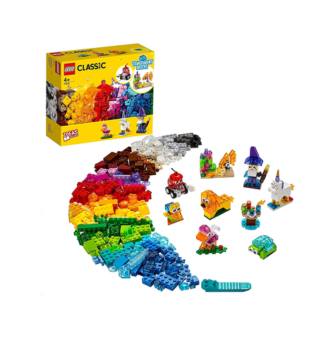 LEGO 11013 Classic Creative Transparent Bricks Building Set with Animals 4+(500 Pieces)