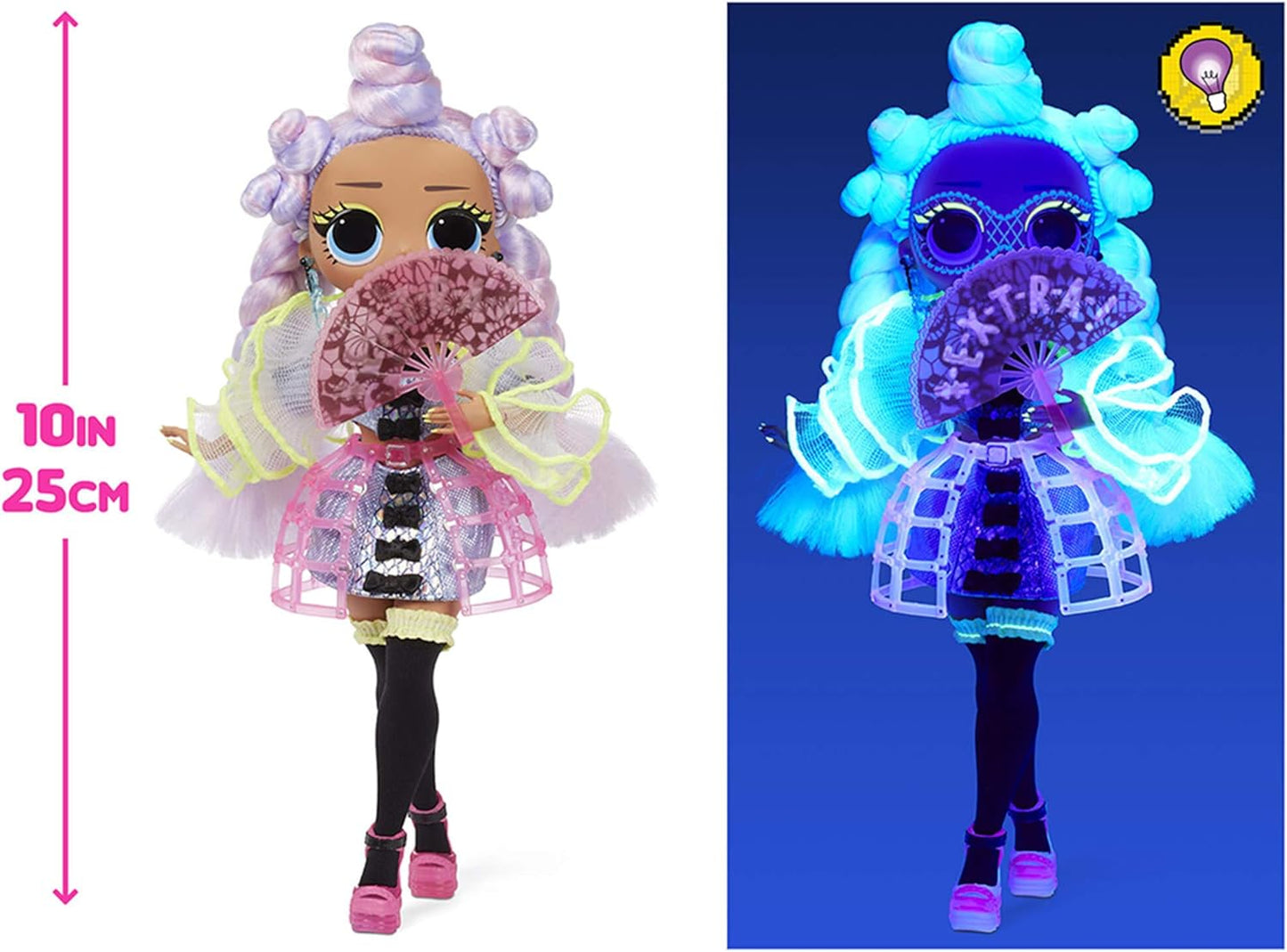 L.O.L. Surprise! OMG Dance Miss Royale Fashion Doll with 15 Surprises Including Magic Black Light, Shoes, Hair Brush, Doll Stand and TV Package