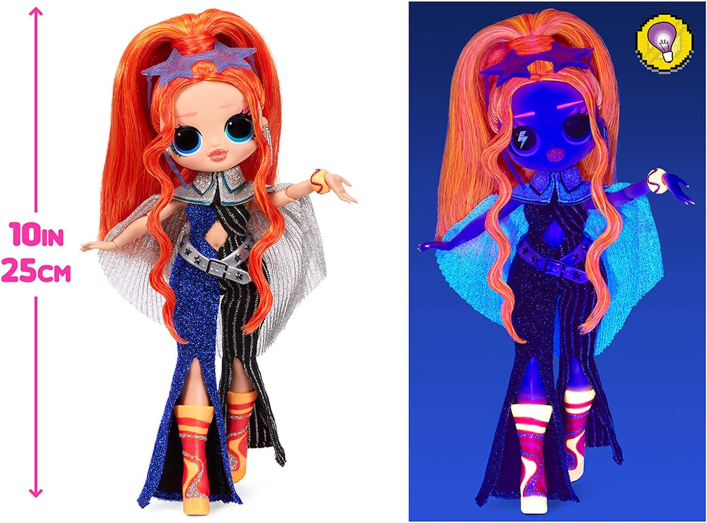 L.O.L. Surprise! OMG Dance Dance Dance Major Lady Fashion Doll with 15 Surprises Including Magic Black Light, Shoes, Hair Brush, Doll Stand and TV Package