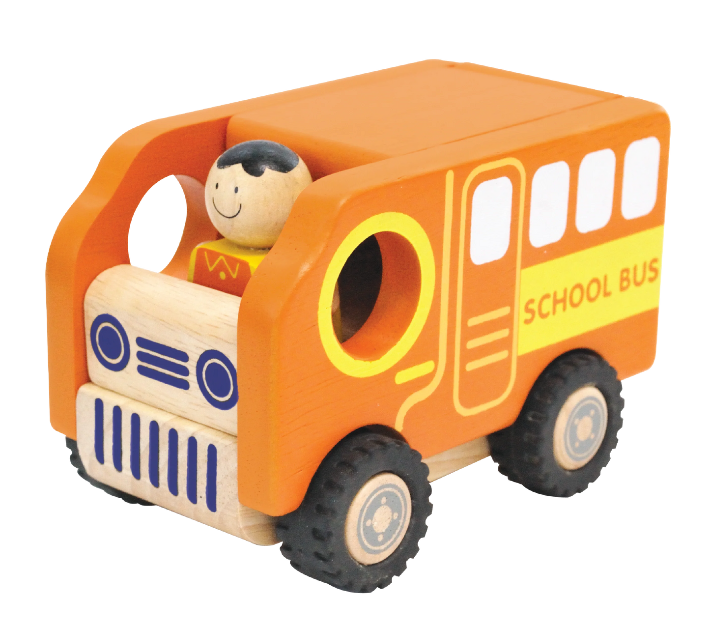 Wooden Public Vehicles set of 4 (Fire Engine, Ambulance, Police Car, School Bus)