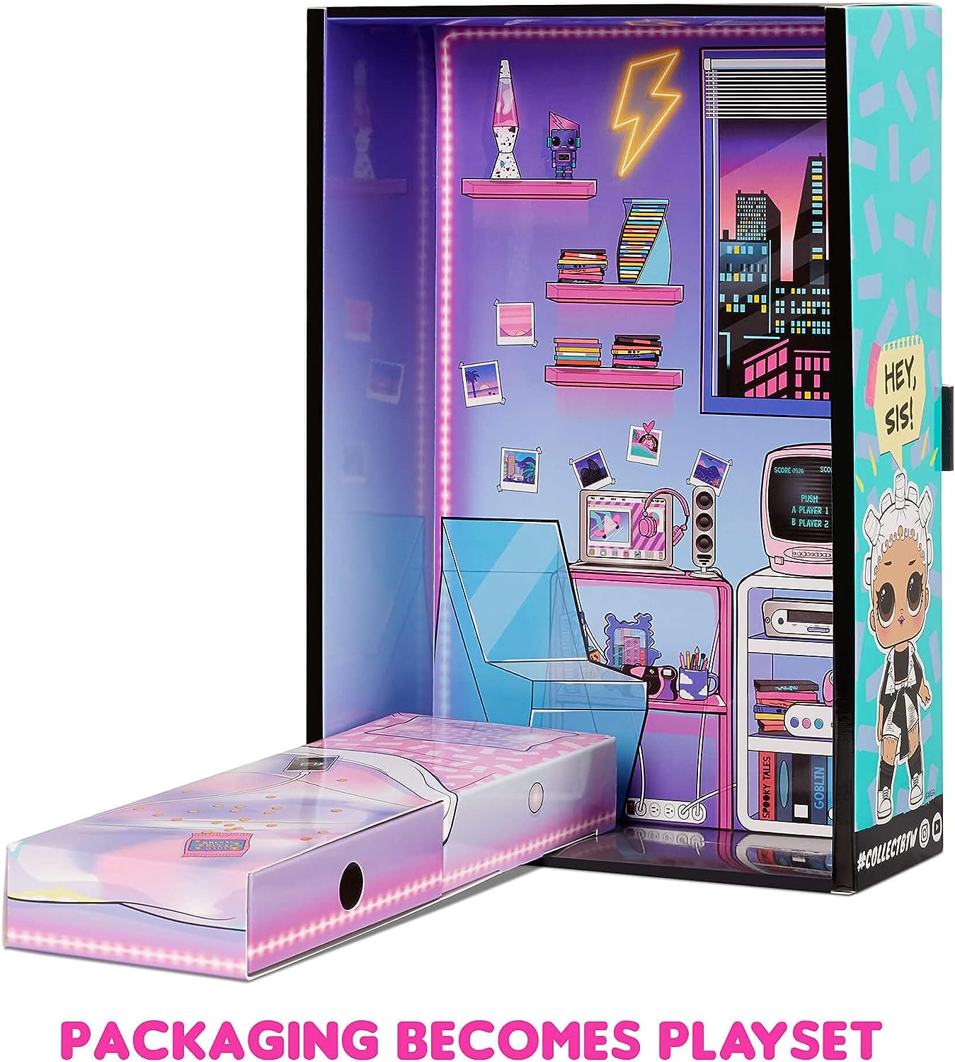 LOL Tweens Fashion Doll with 15 Surprises, Blue Hair, Includng Stylish Outfit & Accessories with Reusable Bedroom Playset -