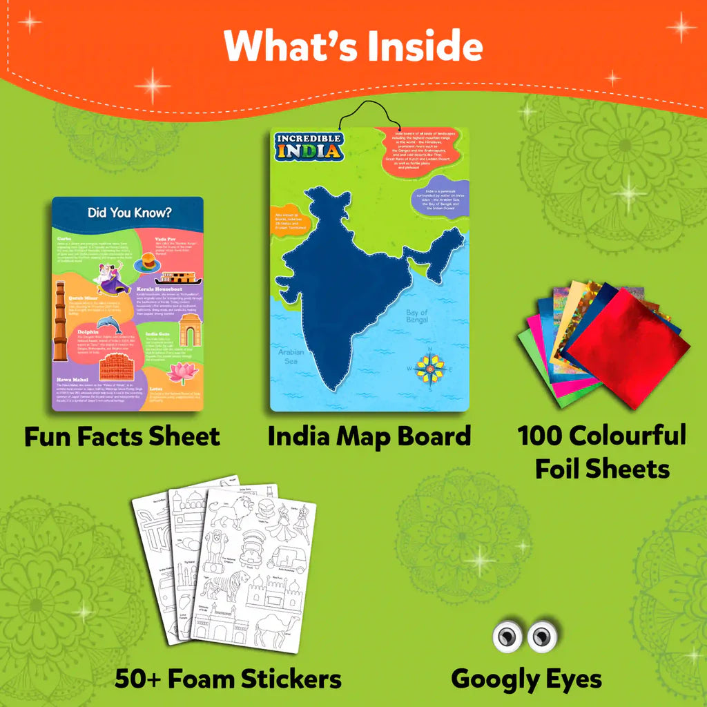 SKILLMATICS Foil Fun Incredible India | No Mess Art Kit (Ages 4-12)