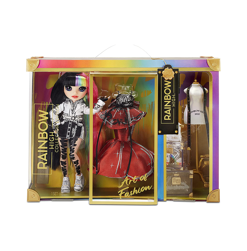 Rainbow High 2021 Jett Dawson Collector Fashion Doll with Black and Rainbow Hair, 2 Designer Outfits to Mix & Match Accessories, Gift for Kids & Collectors, Toys for Kids Ages 6 7 8+ to 12 Years