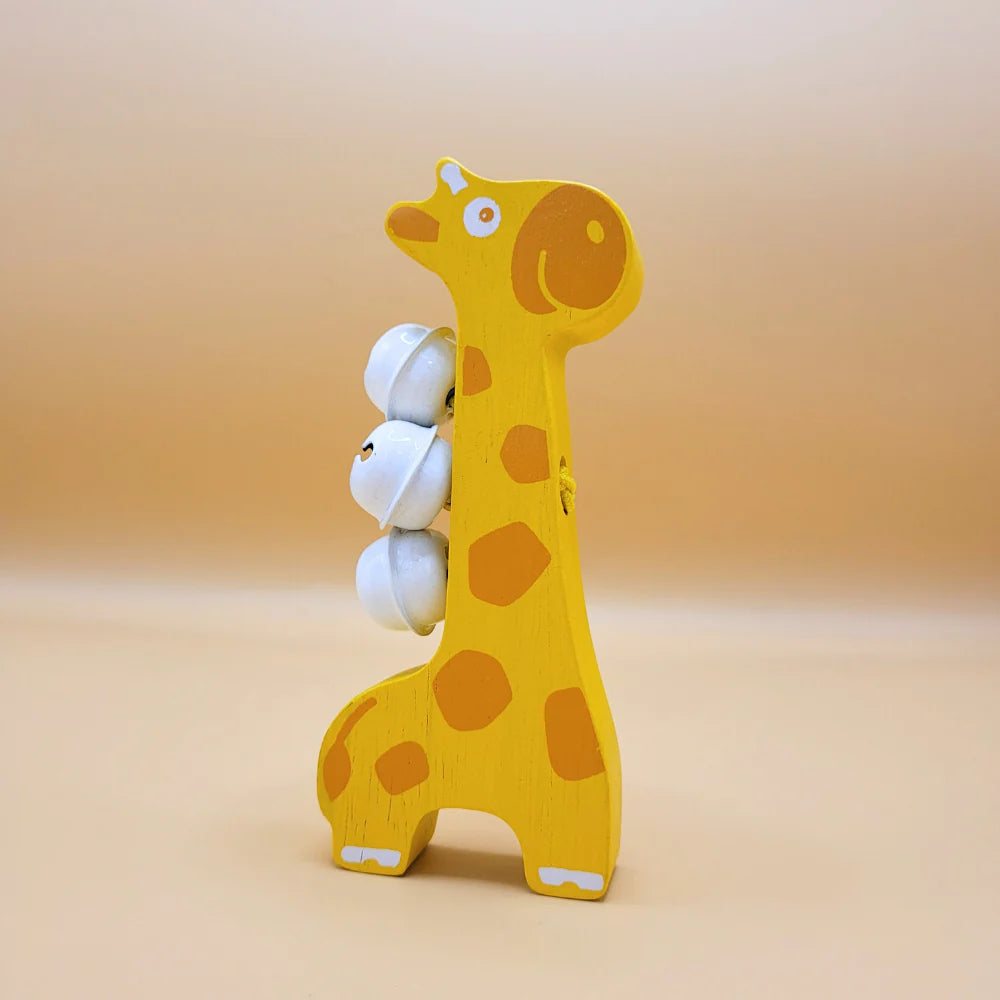Bell Giraffe| Kids small toys| Made of Rubber wood | Made in Thailand