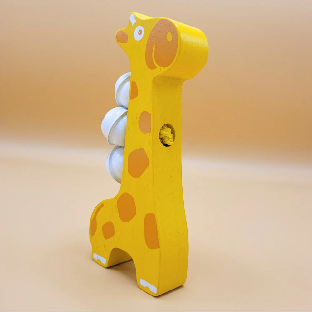 Bell Giraffe| Kids small toys| Made of Rubber wood | Made in Thailand