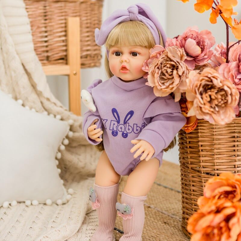 Toys Uncle Reborn Baby Doll Girl 22 Inch Soft Lifelike Girl Doll, Silicone Realistic Baby Doll Twila
