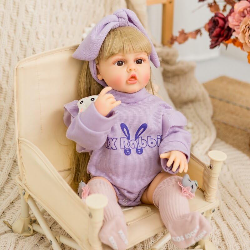 Toys Uncle Reborn Baby Doll Girl 22 Inch Soft Lifelike Girl Doll, Silicone Realistic Baby Doll Twila