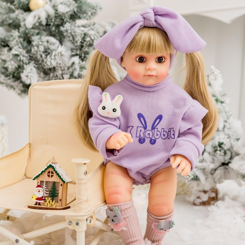 Toys Uncle Reborn Baby Doll Girl 22 Inch Soft Lifelike Girl Doll, Silicone Realistic Baby Doll Twila
