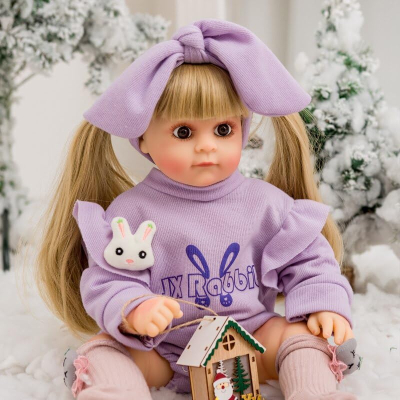 Toys Uncle Reborn Baby Doll Girl 22 Inch Soft Lifelike Girl Doll, Silicone Realistic Baby Doll Twila