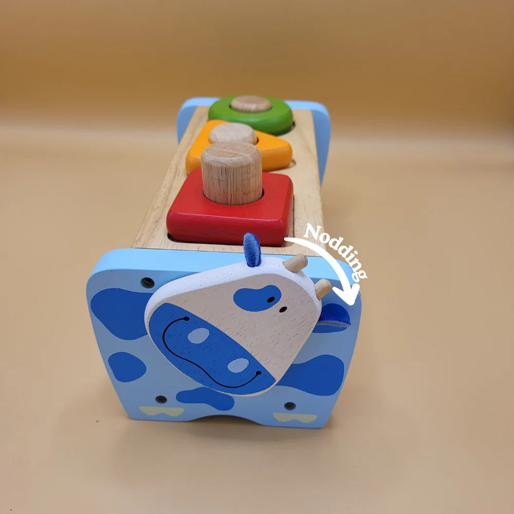 Cow Hammer and Peg Bench| Wooden Montessori toys