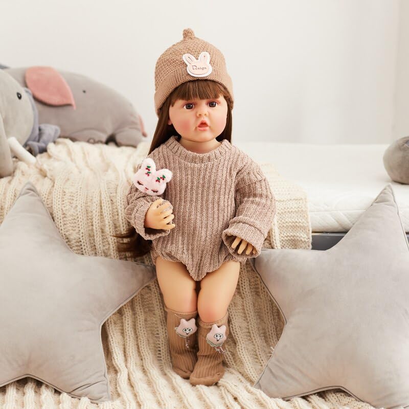 Toys Uncle Reborn Baby Doll Girl 22 Inch Soft Lifelike Girl Doll, Silicone Realistic Baby Doll Scarlett