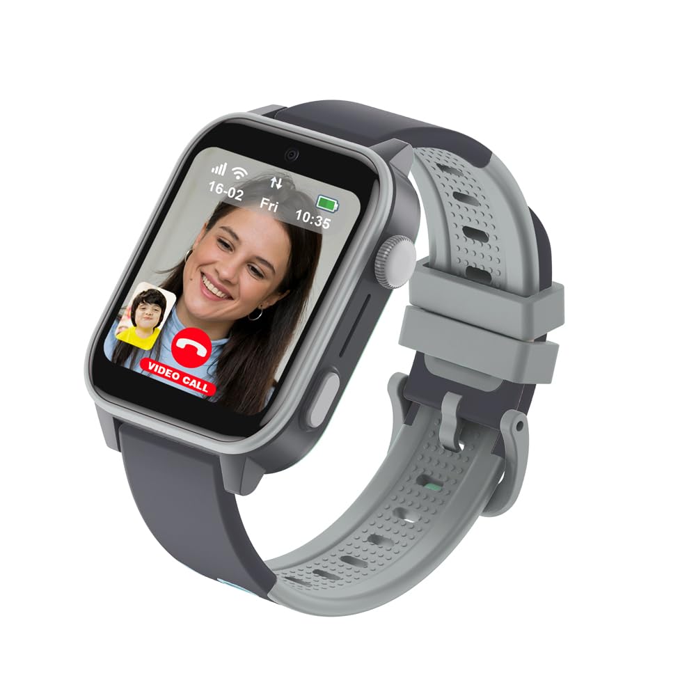 SPIKY Gnome 4G Calling Waterproof Kids Smartwatch |GPS Tracking, Video Call, Calling Watch, Games, Geo-Fencing, SOS - BLACK