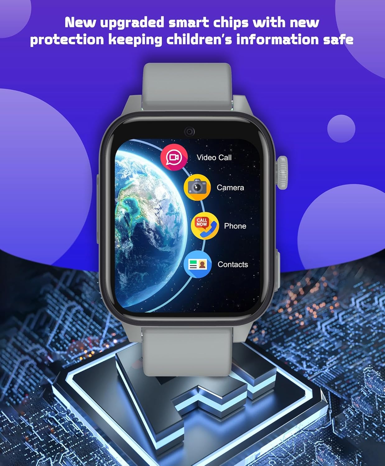 SPIKY Gnome 4G Calling Waterproof Kids Smartwatch |GPS Tracking, Video Call, Calling Watch, Games, Geo-Fencing, SOS - BLACK