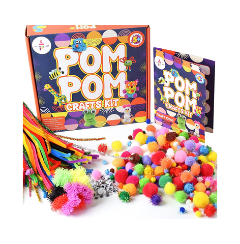 Kalakaram Pom Pom Crafts Kit for Kids, DIY Fun Activity for Kids 5 Year Old, DIY Hobby Crafts for Kids, Pom Pom Activity Kits, Multi Color, Art Craft Kit for Kids, Pack of 270 Pieces