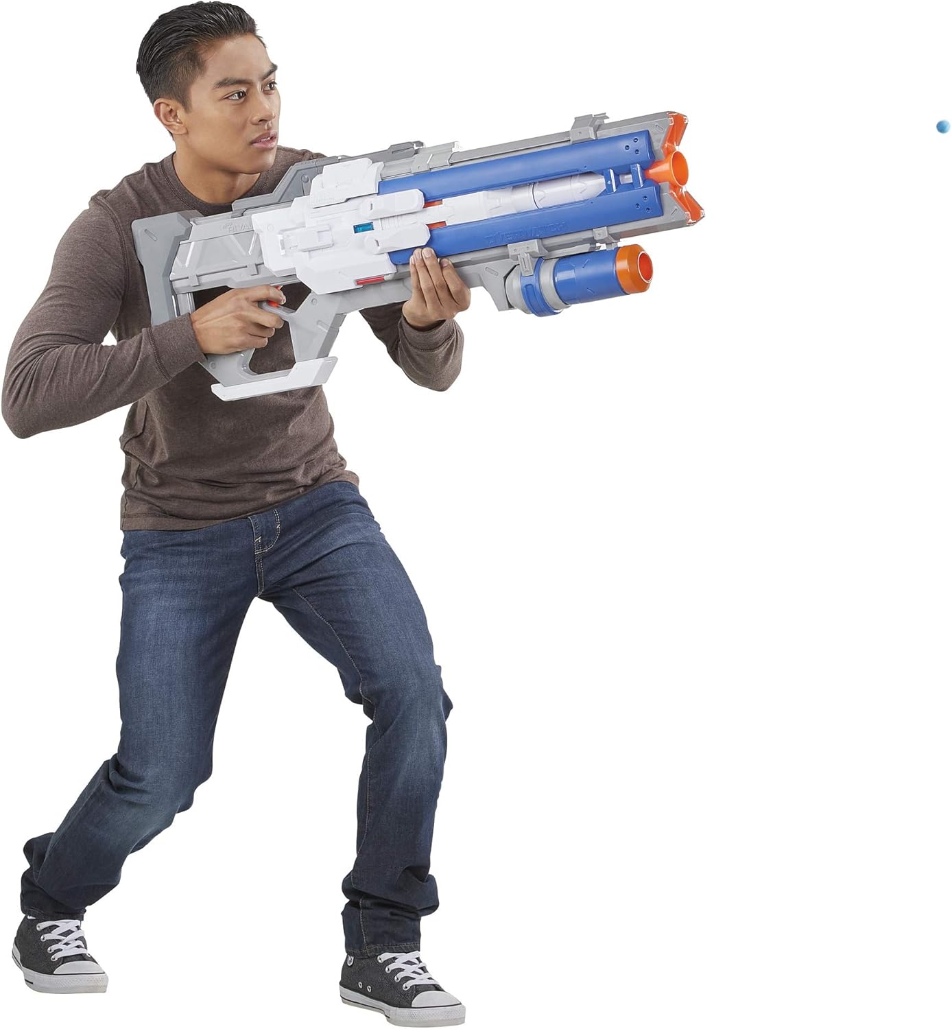 NERF Overwatch Soldier: 76 Rival Blaster -- Fully Motorized, Lights, Recoil Action, 30 Overwatch Rival Rounds