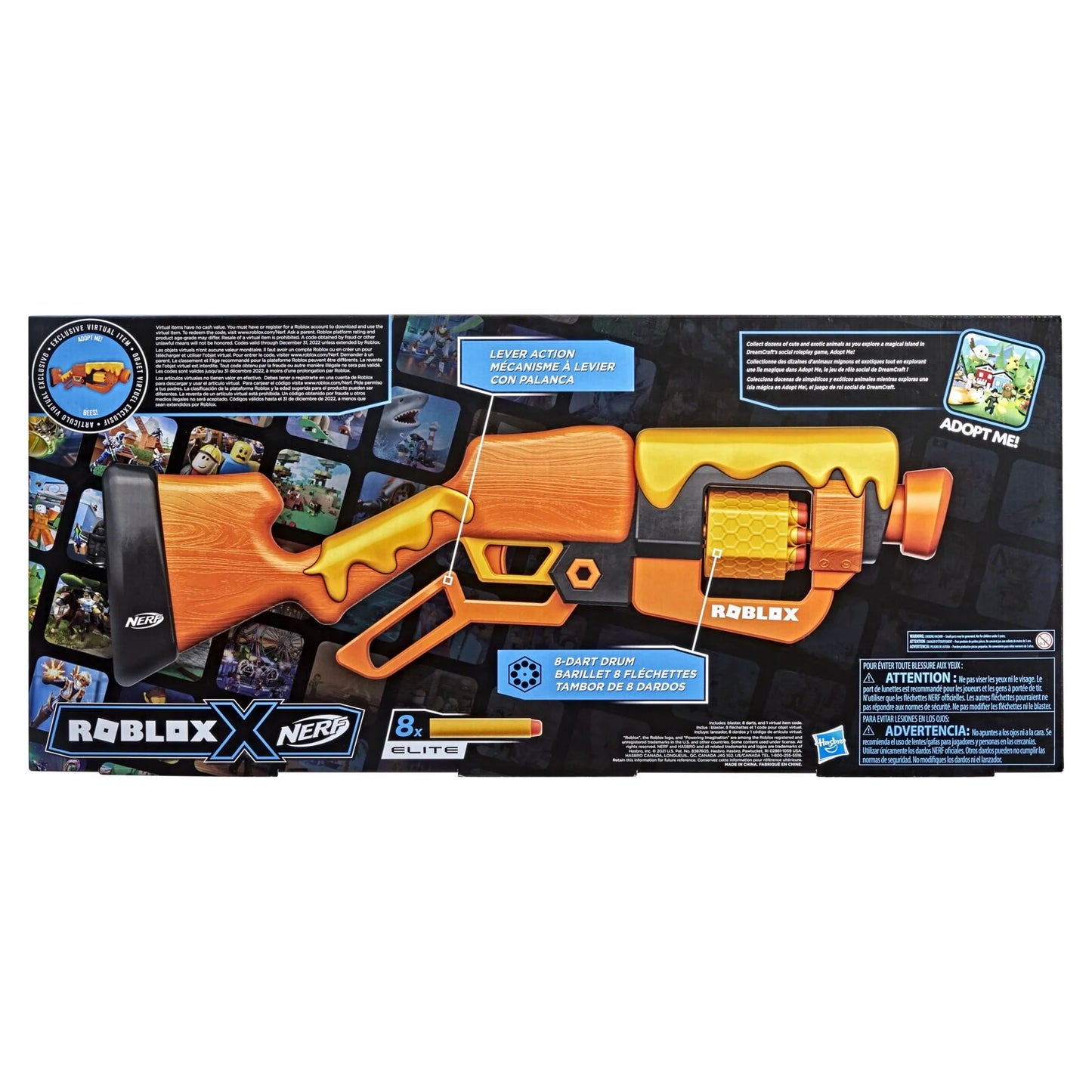 Nerf Roblox Adopt Me BEES Lever Action Dart Blaster