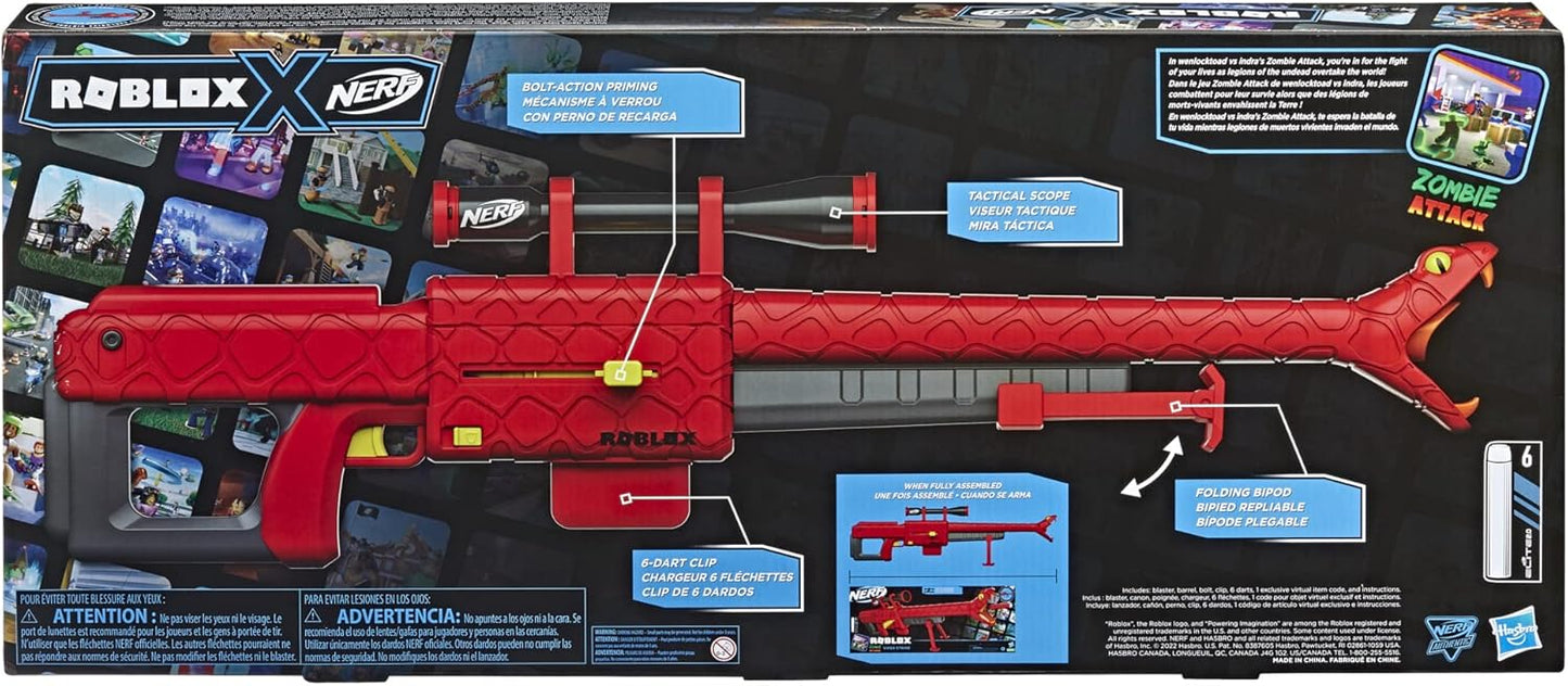 NERF Roblox Zombie Attack: Viper Strike Sniper-Inspired Blaster with Scope