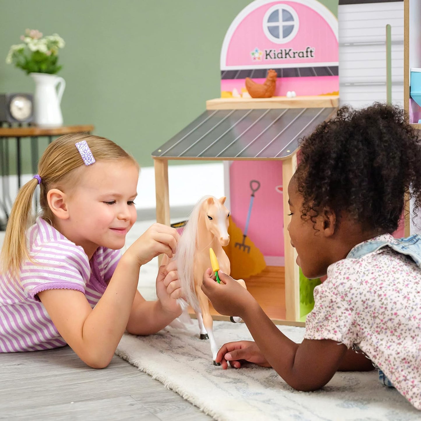 KidKraft Windmill Elevator 2-in-1 Wooden Barn & Dollhouse with Horse and Lights & Sounds, Over 3 Feet Tall